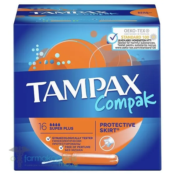 Tampax Compak Super Plus με Απλικατέρ για Προστασία &amp; Διακριτικότητα, 16τεμ