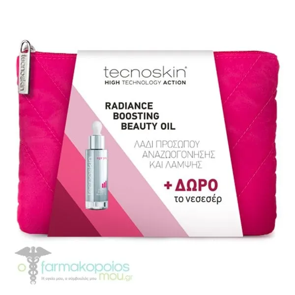 Tecnoskin Promo Radiance Boosting Beauty Oil, 30ml & Beauty Pouch, 1set