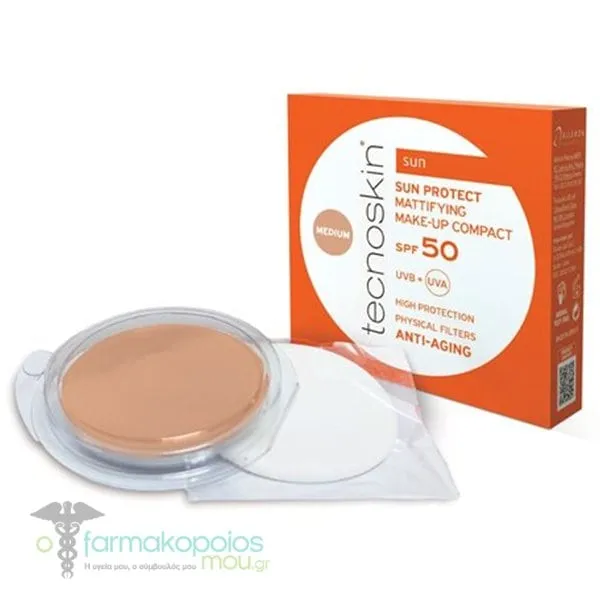 Tecnoskin Sun Protect Mattifying Make-Up Compact Refill SPF50 Αντηλιακή Πούδρα Προσώπου Ανταλλακτικό, 10g - MEDIUM