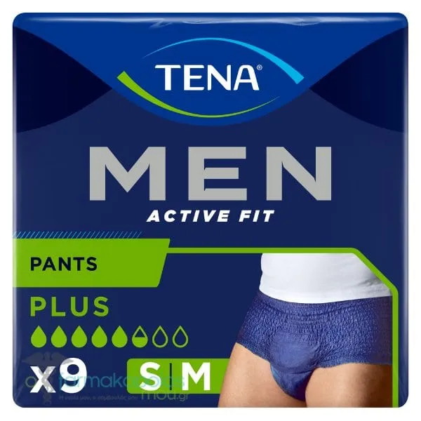 Tena Men Active Fit Pants Plus Small / Medium, 9pcs
