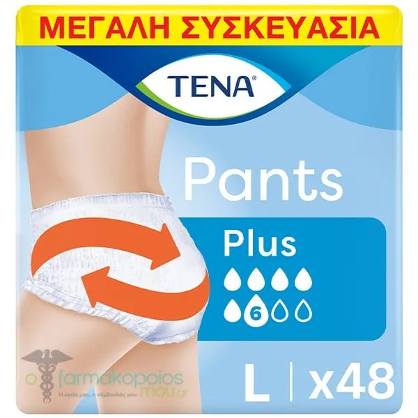 Tena Pants Plus Προστατευτικά Εσώρουχα Ακράτειας Large (2x24), 48τεμ
