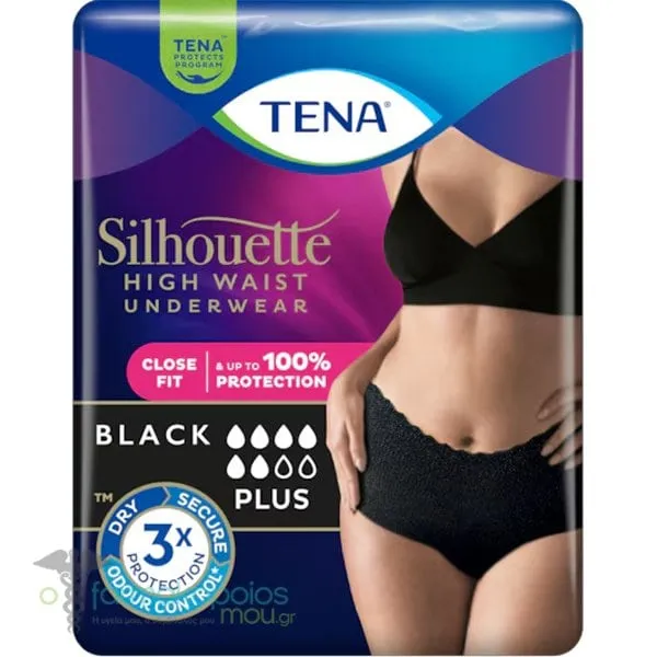 Tena Silhouette Plus Black Εσώρουχο Ακράτειας σε Μαύρο Χρώμα Medium, 9τεμ