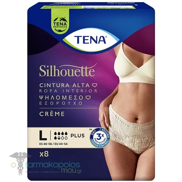 Tena Silhouette Plus Creme Εσώρουχο Ακράτειας σε Κρεμ Χρώμα Large, 8τεμ