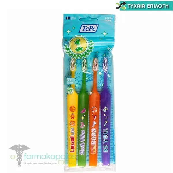 TePe Extra Soft Παιδική Οδοντόβουρτσα για 6+ Ετών, 4τεμ