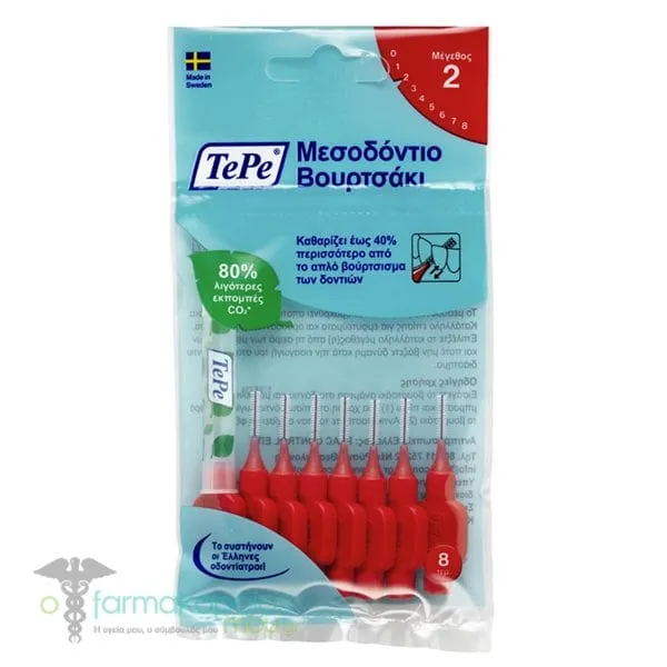TePe Interdental Brush No2 in Red Color, 8pcs