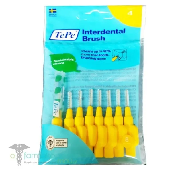 TePe Interdental Brush No4 in Yellow Color, 8pcs