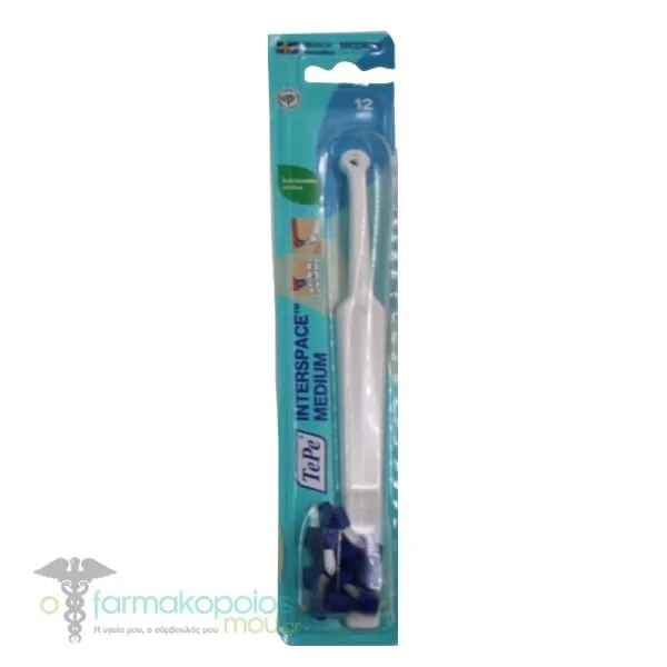 TePe Interspace Medium Single Tuft Angled Toothbrush with 12 Brushes, 1pc - 008 Λευκό