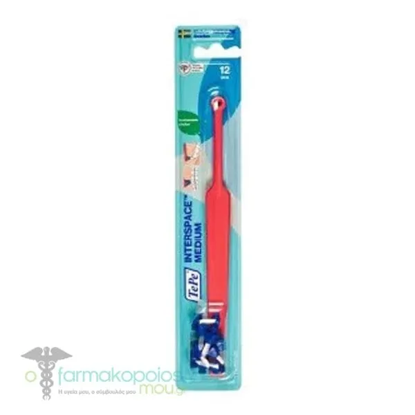 TePe Interspace Medium Single Tuft Angled Toothbrush with 12 Brushes, 1pc - Κοραλί