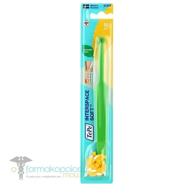 TePe Interspace Soft Single Tuft Angled Toothbrush with 12 Brushes, 1pc - Πρασινο