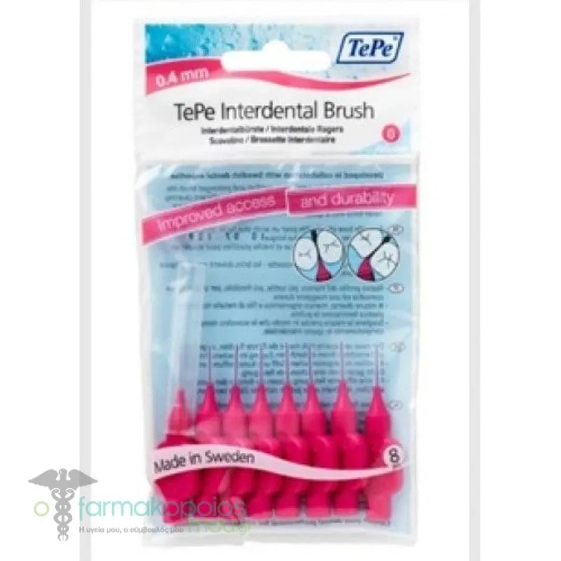 TePe No0 0.4mm Interdental Brushes (Fuschia), 8pcs