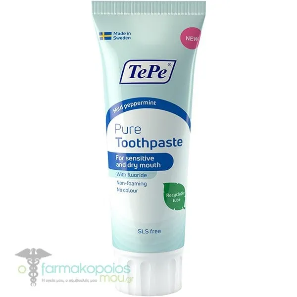 Tepe Pure™ Toothpaste Οδοντόκρεμα με Ήπια Γεύση Μέντας, 15ml