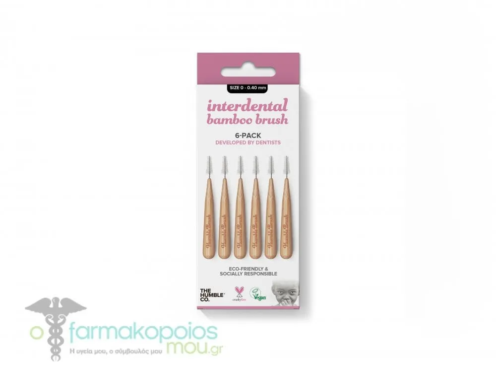 The Humble Co. Bamboo Interdental Brush 6 pack Purple Size 0 (0.4mm), 6pcs