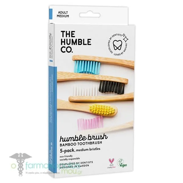 The Humble Co. Humble Brush Bamboo Toothbrush Adult Medium, 5pcs