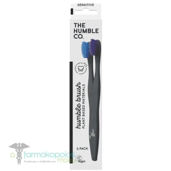 The Humble Co. Humble Plant-Based Toothbrush Mix - Sensitive Οδοντόβουρτσα Ενηλίκων από Φυτικά Συστατικά, 2 τεμάχια