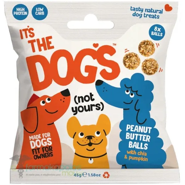 The Protein Ball Co. It's the Dog's (not yours) Peanut Butter Balls Σνακ για Σκύλους με Φυστικoβούτυρο, 45gr