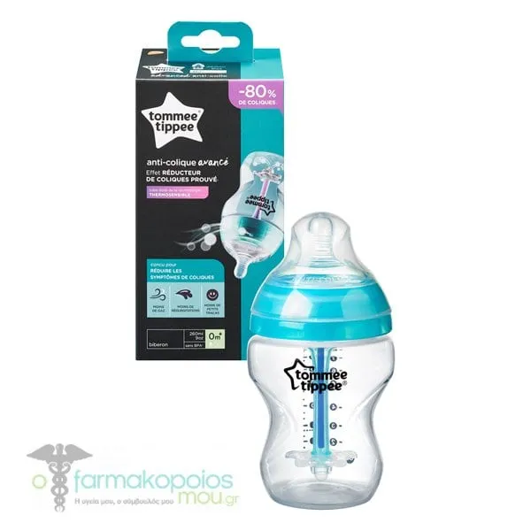 Tommee Tippee Advanced Anti-Colic Baby Bottle Blue Slow Flow 0m+, 260ml