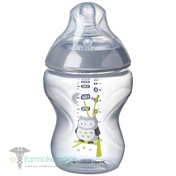 Tommee Tippee Closer to Nature Small Flow Baby Bottle with 0m+, 260ml - Γκρί