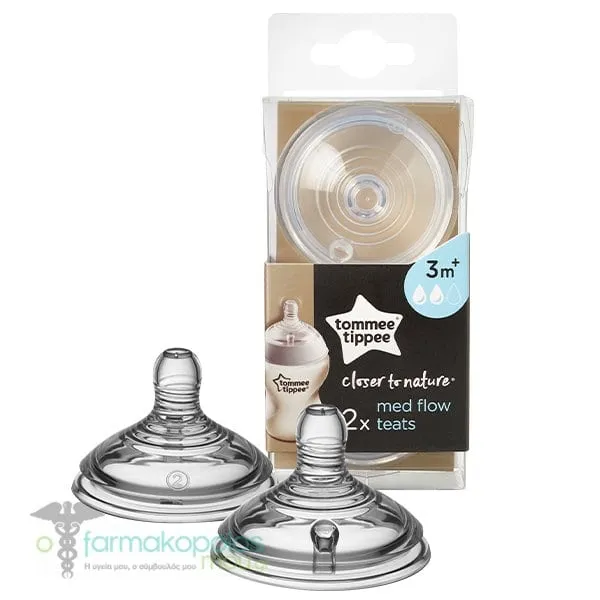 Tommee Tippee Closer to Nature Medium Flow Teats 3m+, 2pcs