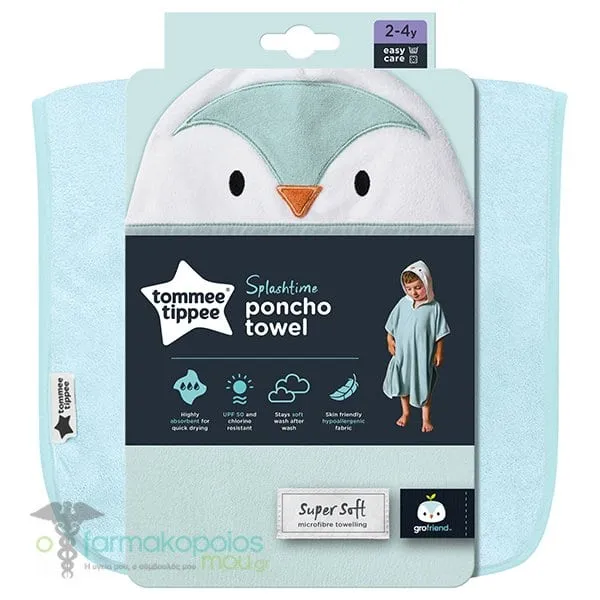 Tommee Tippee Splashtime Poncho Towel Percy The Penguin Boy 2-4Y, 1pc