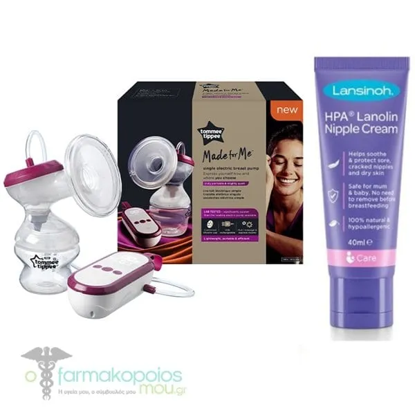 Tommee Tippee Electric Breast Pump, 1pc & Lansinoh HPA Sore Nipple Cream, 40ml, 1set