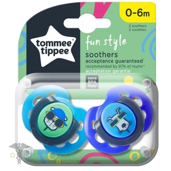 Tommee Tippee Fun Πιπίλες Σιλικόνης 0-6m, 2τεμ - Γαλάζιο-Μπλε