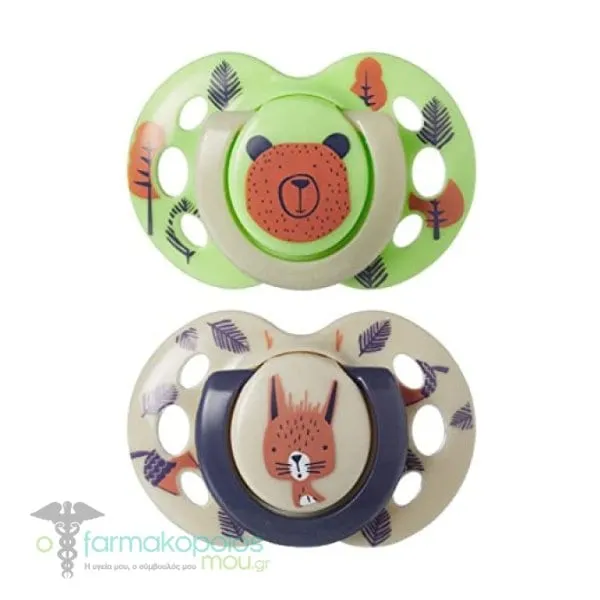 Tommee Tippee Fun Style Orthodontic Silicone Soother 6-18m, 2pcs - Λαχανί-Λαδί