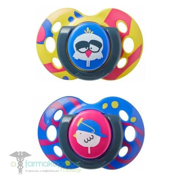 Tommee Tippee Fun Style Orthodontic Silicone Soother 6-18m, 2pcs - Blue-Yellow