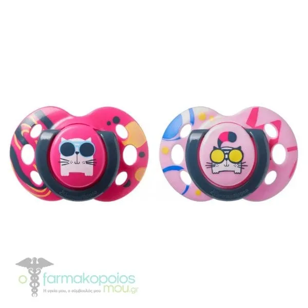 Tommee Tippee Fun Style Orthodontic Silicone Soother 6-18m, 2pcs - Fuchsia-Pink