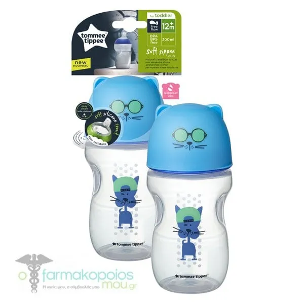 Tommee Tippee Soft Sippee Trainer Cup with Soft Silicone Spout Blue 12m+, 300ml