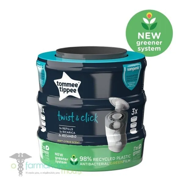 Tommee Tippee Twist & Click Diaper Disposal Bin Refills, 3pcs