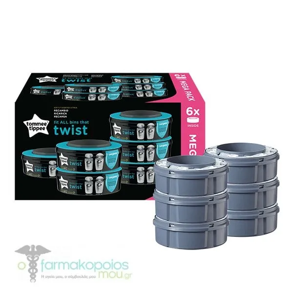 Tommee Tippee Twist & Click Diaper Disposal Bin Refills, 6pcs