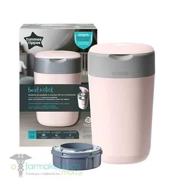 Tommee Tippee Twist & Click Diaper Disposal Bin Pink, 1pc