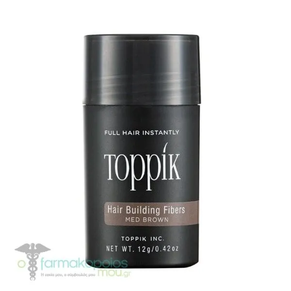 Toppik Hair Building Fibers Ίνες Κάλυψης Αραίωσης Μαλλιών με Κερατίνη, 12g - Medium Brown