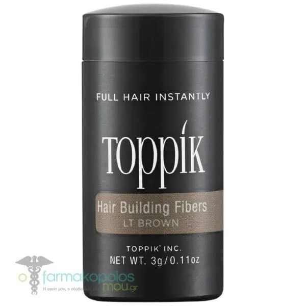 Toppik Hair Building Fibers Ίνες Κερατίνης Πύκνωσης Μαλλιών, 3g - LIGHT BROWN