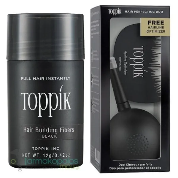 Toppik Promo Hair Building Fibers Black, 12g & Hair Perfecting Duo, 1set