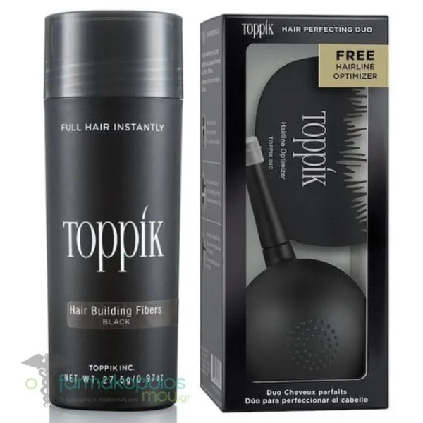 Toppik Promo Hair Building Fibers Black, 27.5g & Hair Perfecting Duo, 1set