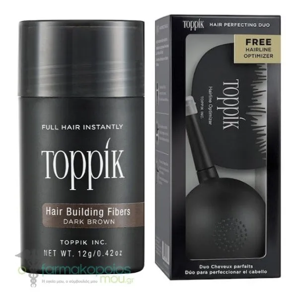 Toppik Promo Hair Building Fibers Dark Brown, 12g & Hair Perfecting Duo, 1set
