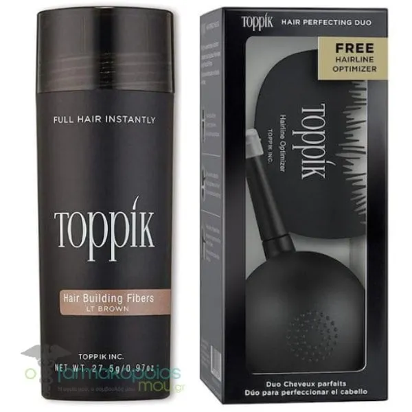 Toppik Promo Hair Building Fibers Light Brown, 27.5g & Hair Perfecting Duo, 1set