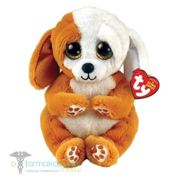 TY Beanie Belly Plush Toy 15cm, 1pc - Σκύλος Καφέ Άσπρος