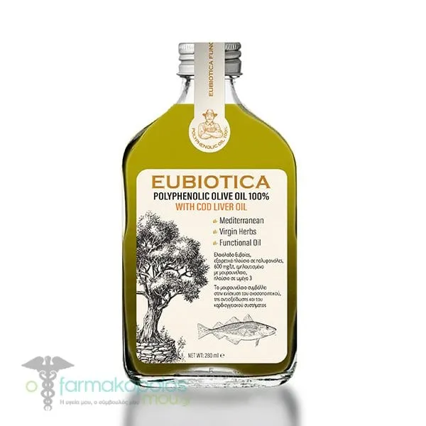 Εubiotica Polyphenolic Olive Oil 100% with Cod Liver Oil, 280ml