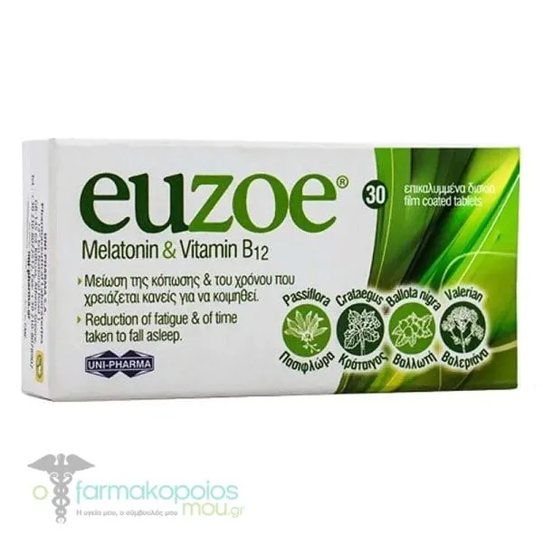 Uni-Pharma Euzoe Melatonin & Vitamin B12, 30tabs