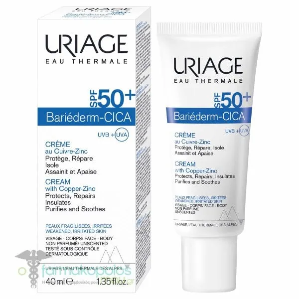 Uriage Bariederm-Cica Cream with Copper-Zinc SPF50+, 40ml