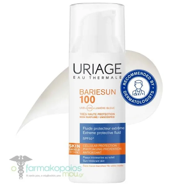 Uriage Bariesun 100 Extreme Protective Fluid Αντηλιακό Προσώπου Υψηλής Προστασίας SPF50+, 50ml