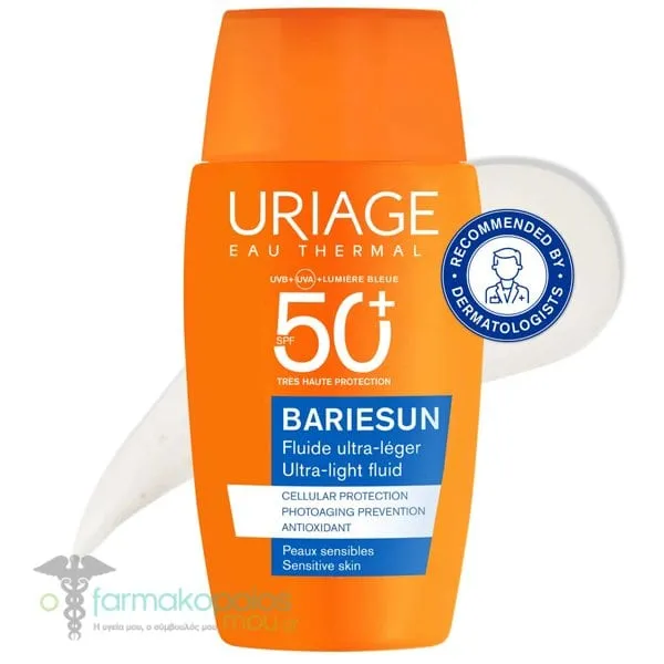 Uriage Bariesun Ultra-Light Fluid Λεπτόρευστο Αντηλιακό Προσώπου SPF50+, 30ml