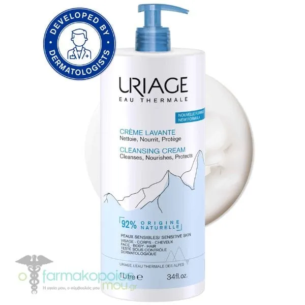 Uriage Cleansing Cream for Face, Body & Hair, 1lt