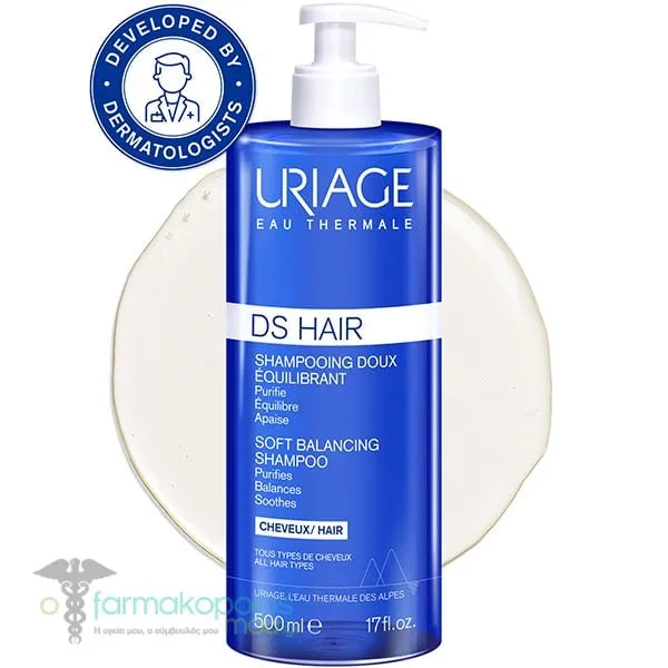 Uriage Ds Hair Soft Balancing Shampoo, Απαλό Σαμπουάν Εξισορρόπησης, 500ml