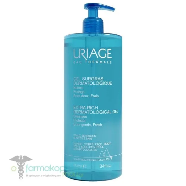 Uriage Extra-Rich Dermatological Gel for Sensitive Skin, 1lt