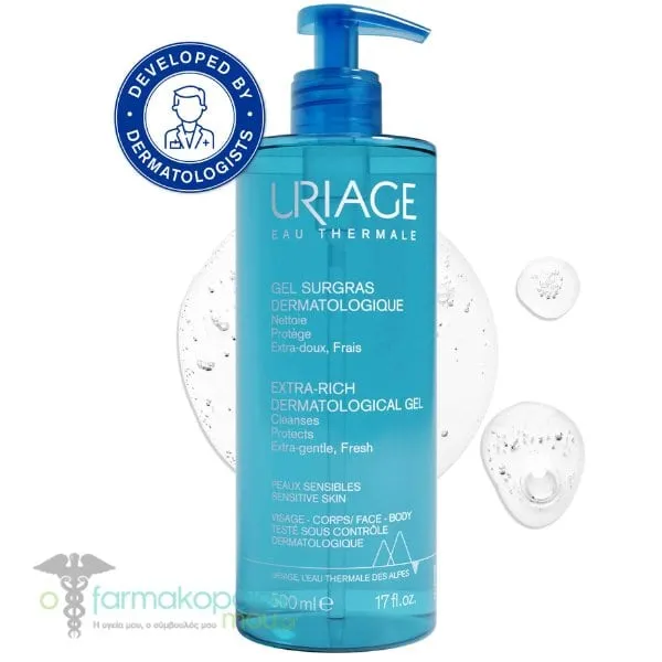 Uriage Extra-Rich Dermatological Gel for Sensitive Skin, 500ml