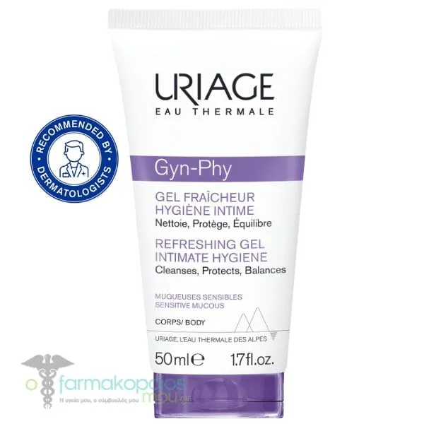 Uriage Gyn-Phy Refreshing Gel Intimate Hygiene Τζελ Καθαρισμού για την Ευαίσθητη Περιοχή, 50ml