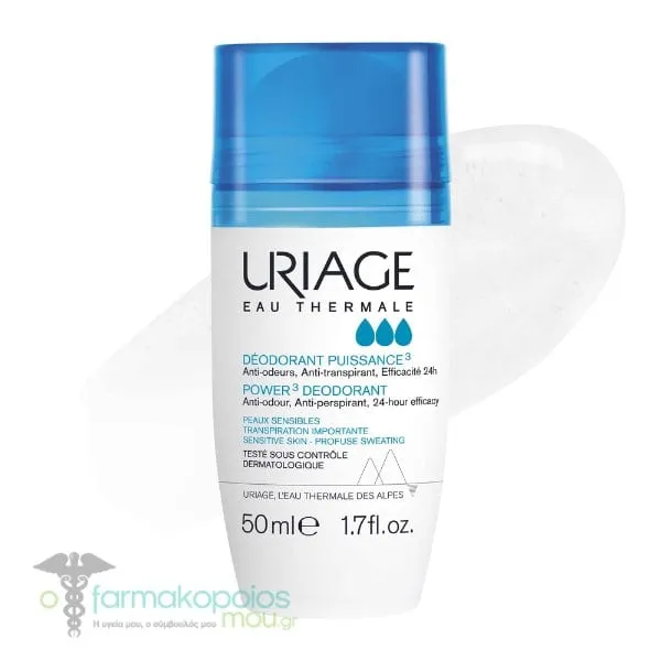 Uriage Power 3 Deodorant for Sensitive Skin Roll-On, 50ml